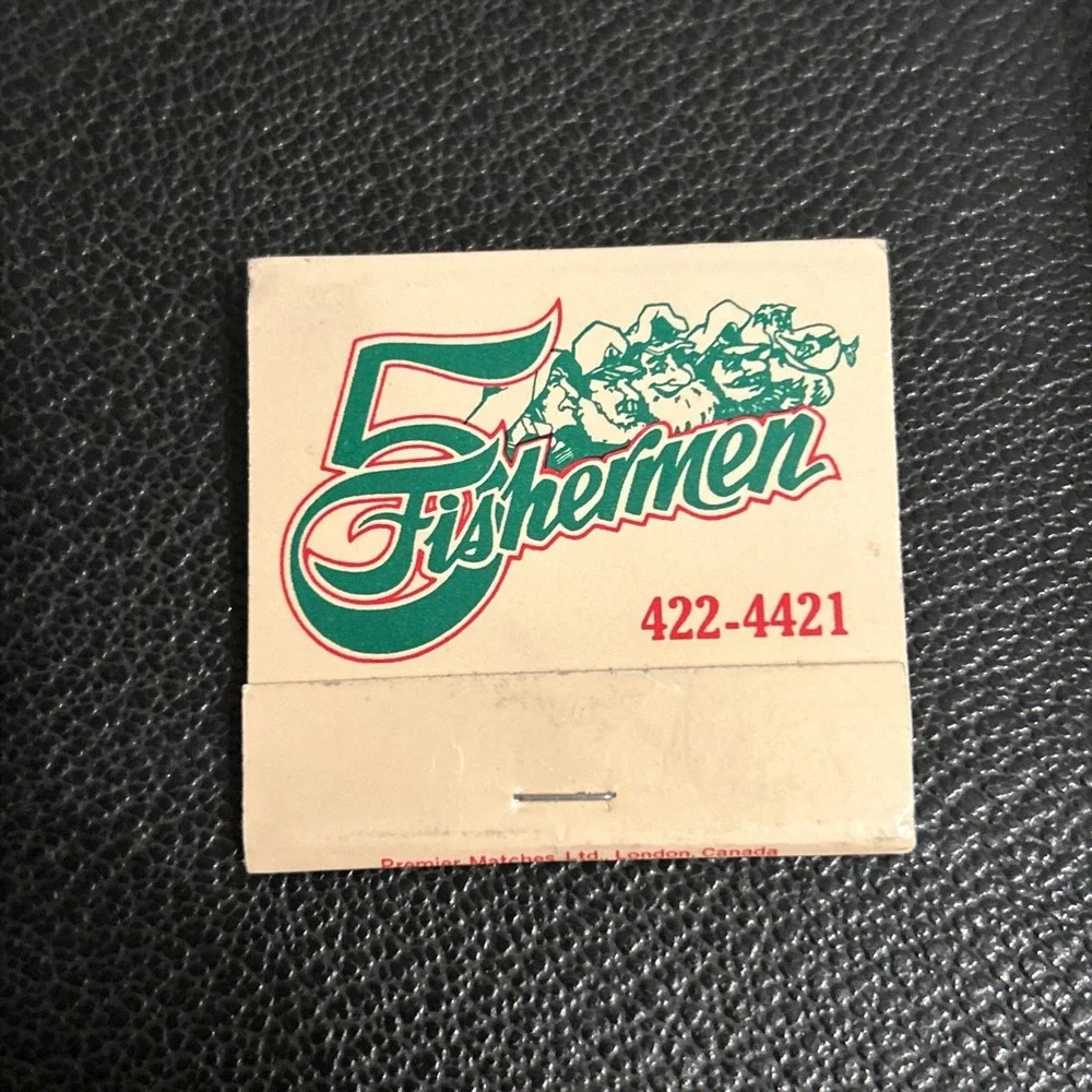 Vtg. 5 Fishermen, My Apartment, Halifax, Nova Scotia Matchcover UNSTRUCK